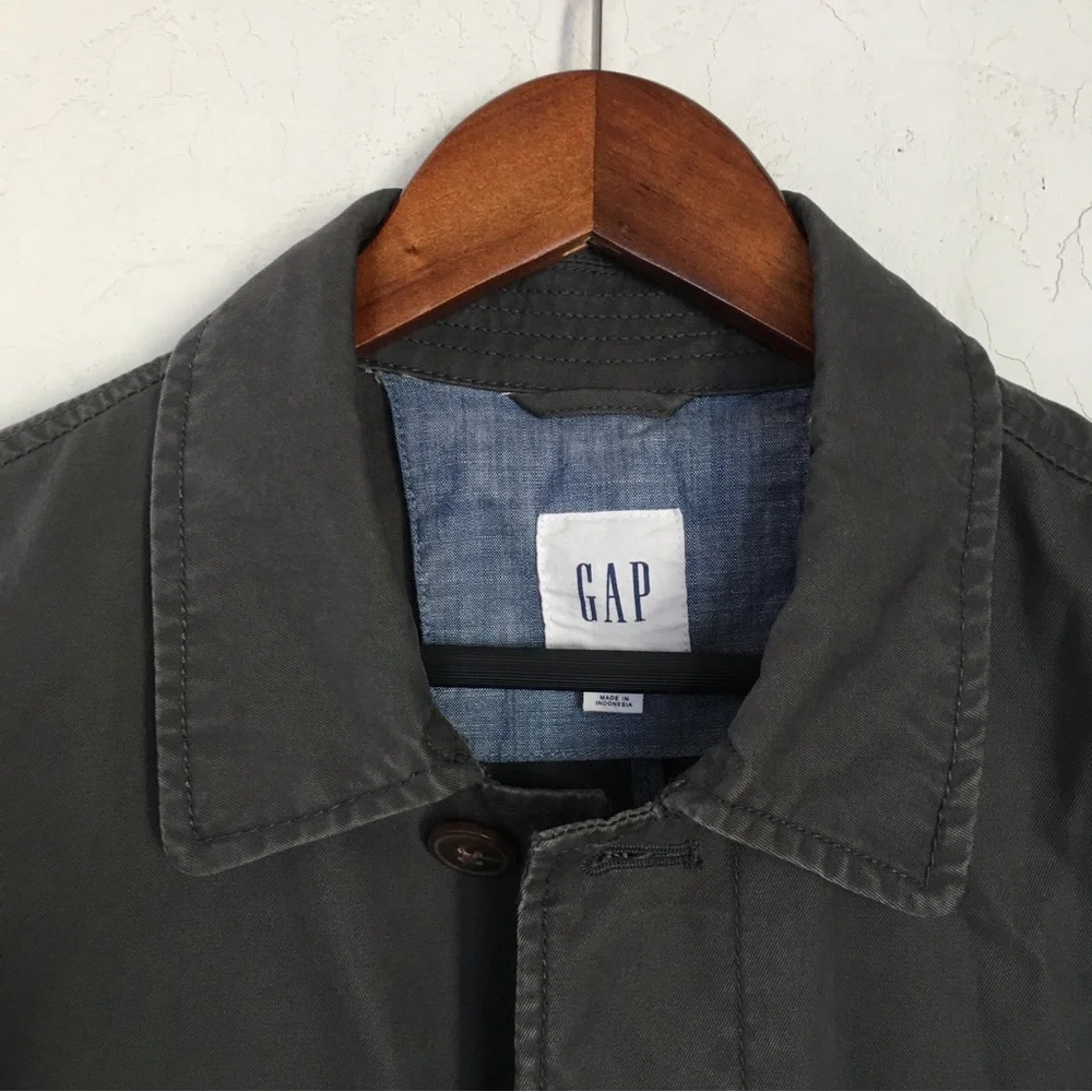 The Gap Dark Gray Lightweight Trench Coat, Size L - Picture 3 of 11